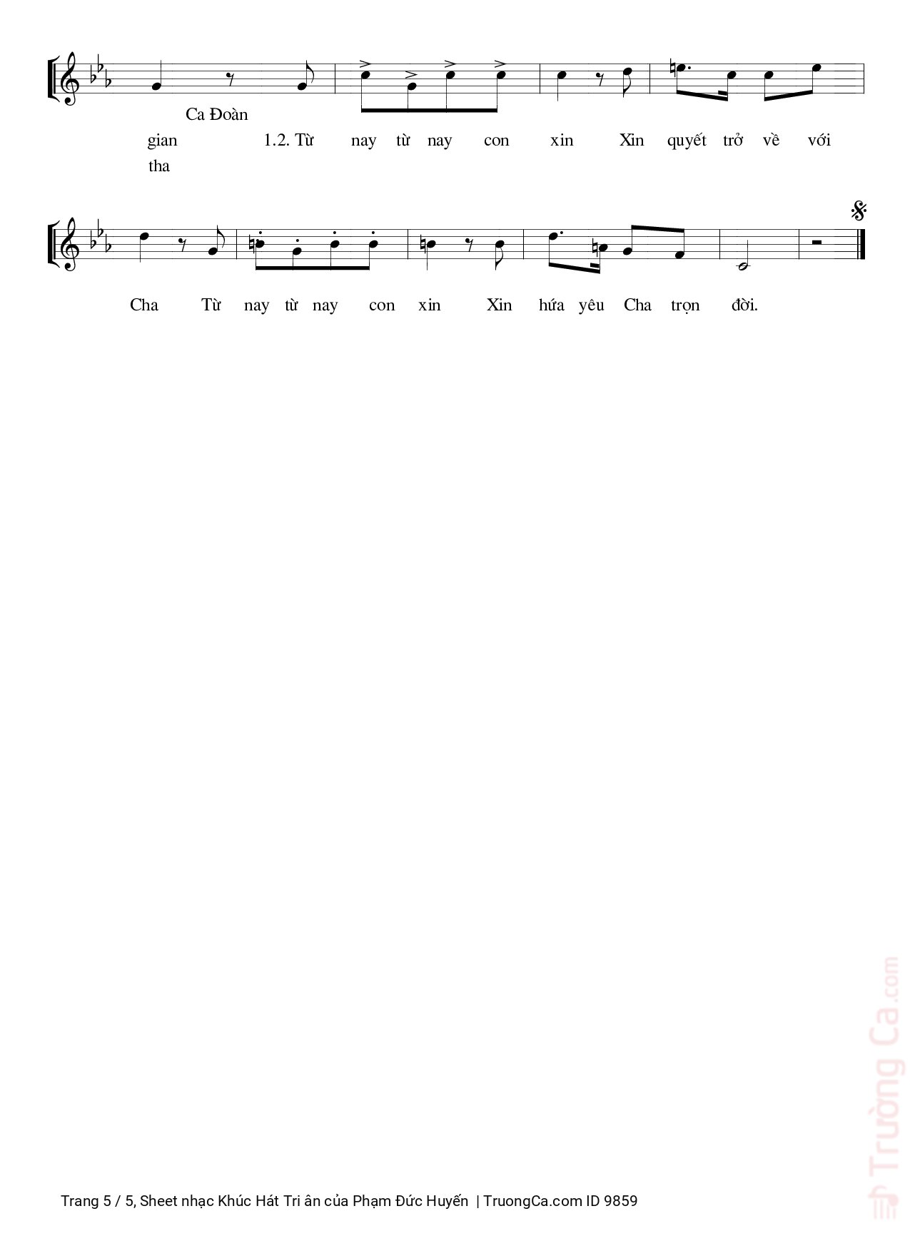 Page 5 of Sheet music PDF Khúc Hát Tri ân - Phạm Đức Huyến