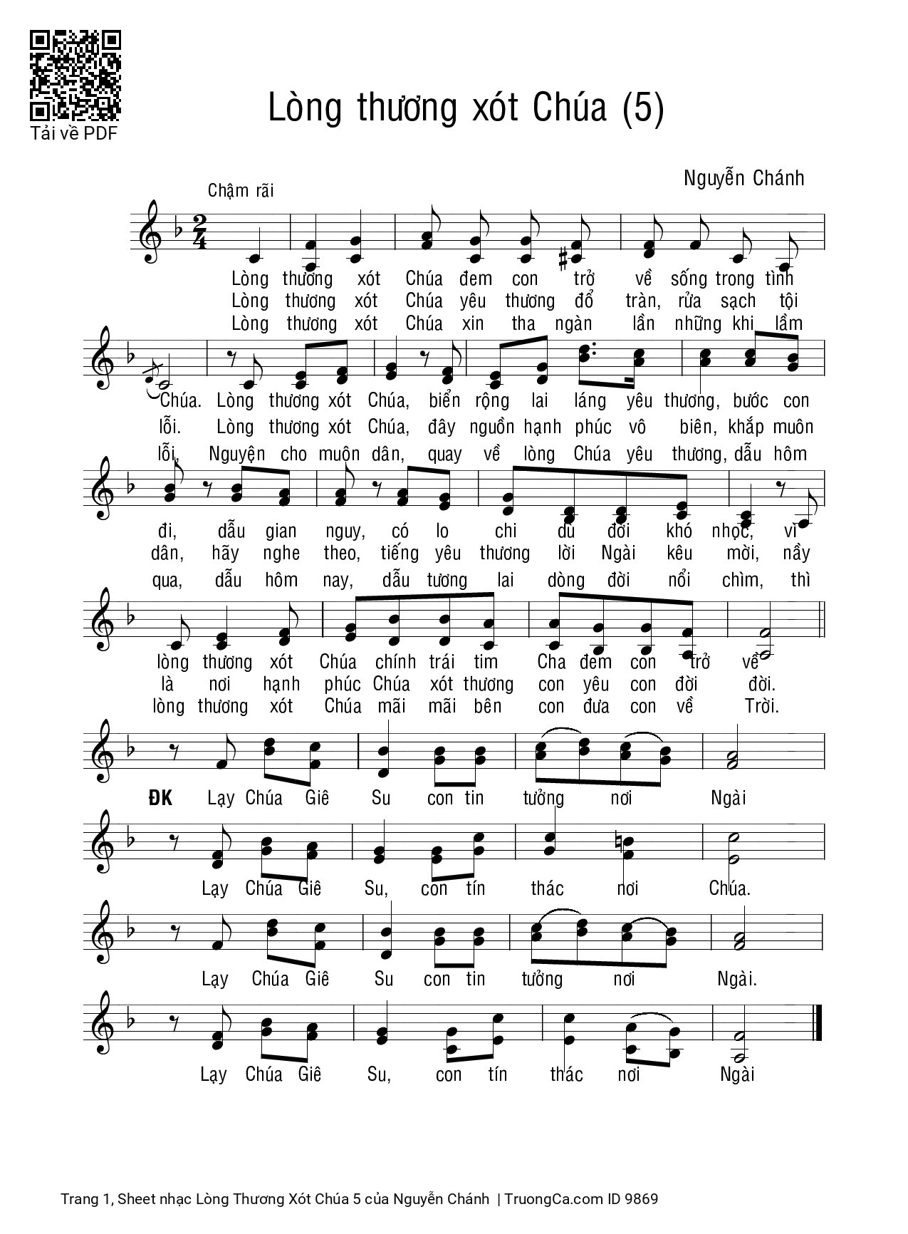 Sheet PDF of Lòng Thương Xót Chúa 5