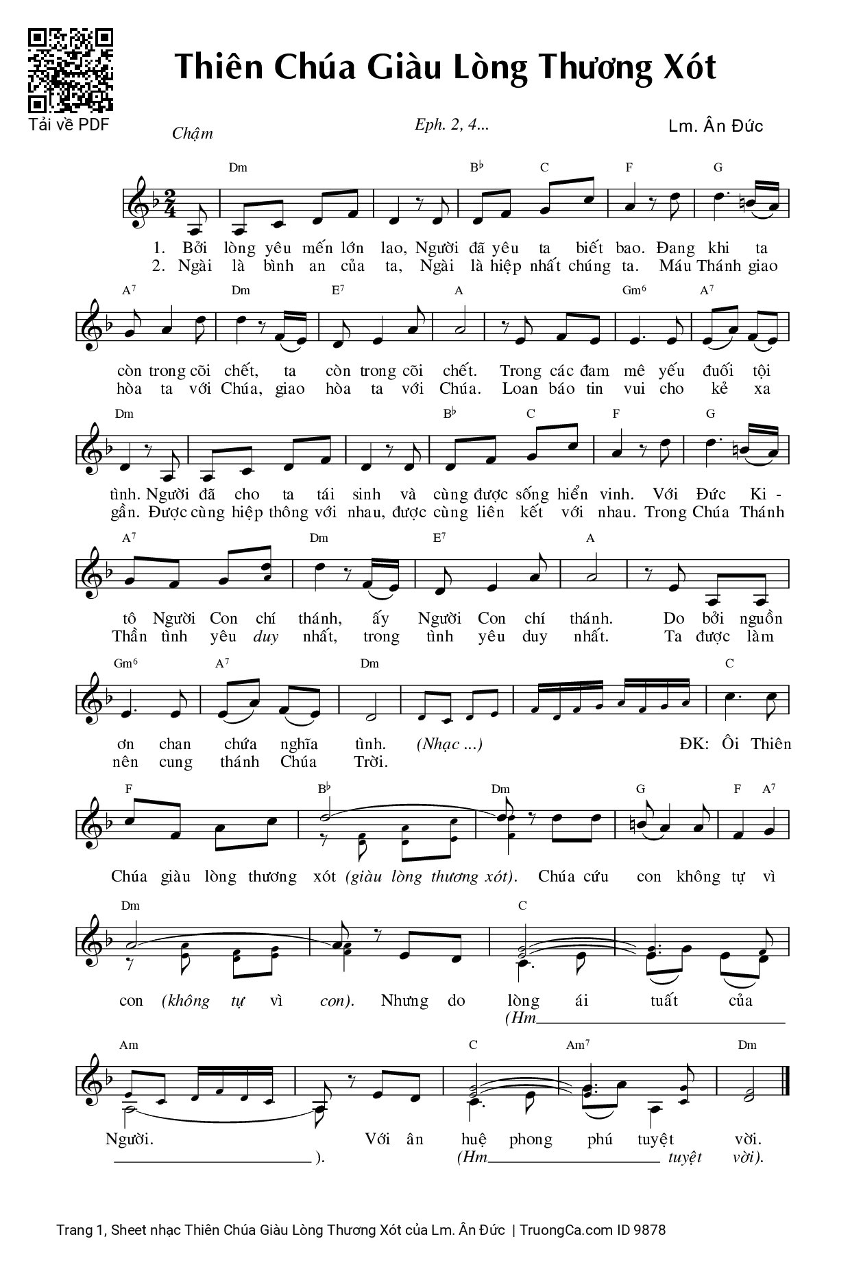 Sheet PDF of Thiên Chúa Giàu Lòng Thương Xót