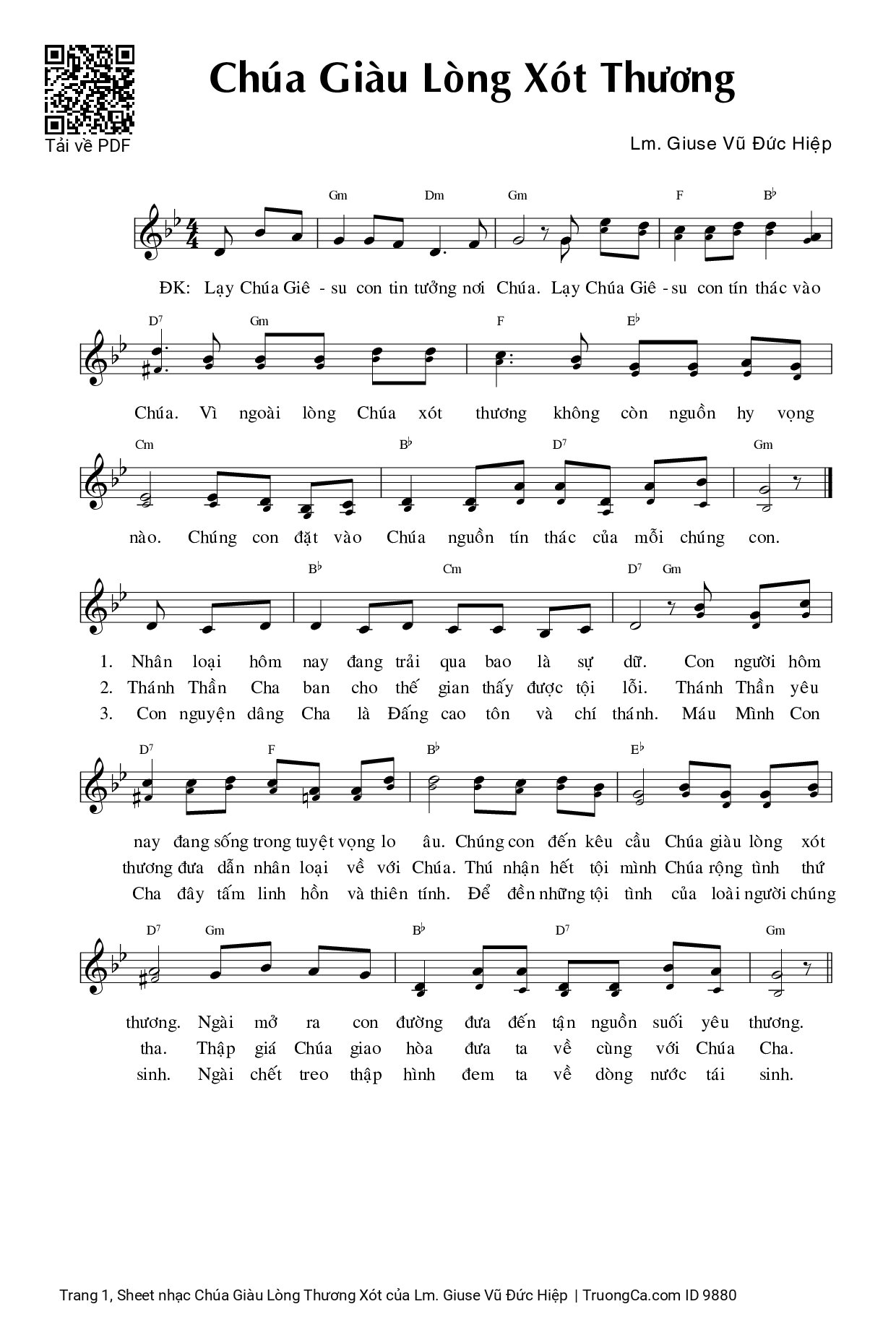 Sheet PDF of Chúa Giàu Lòng Thương Xót
