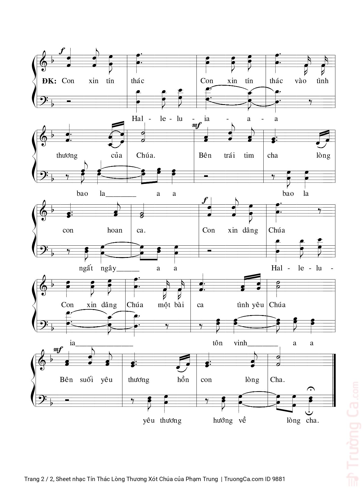 Page 2 of Sheet music PDF Tín Thác Lòng Thương Xót Chúa - Phạm Trung