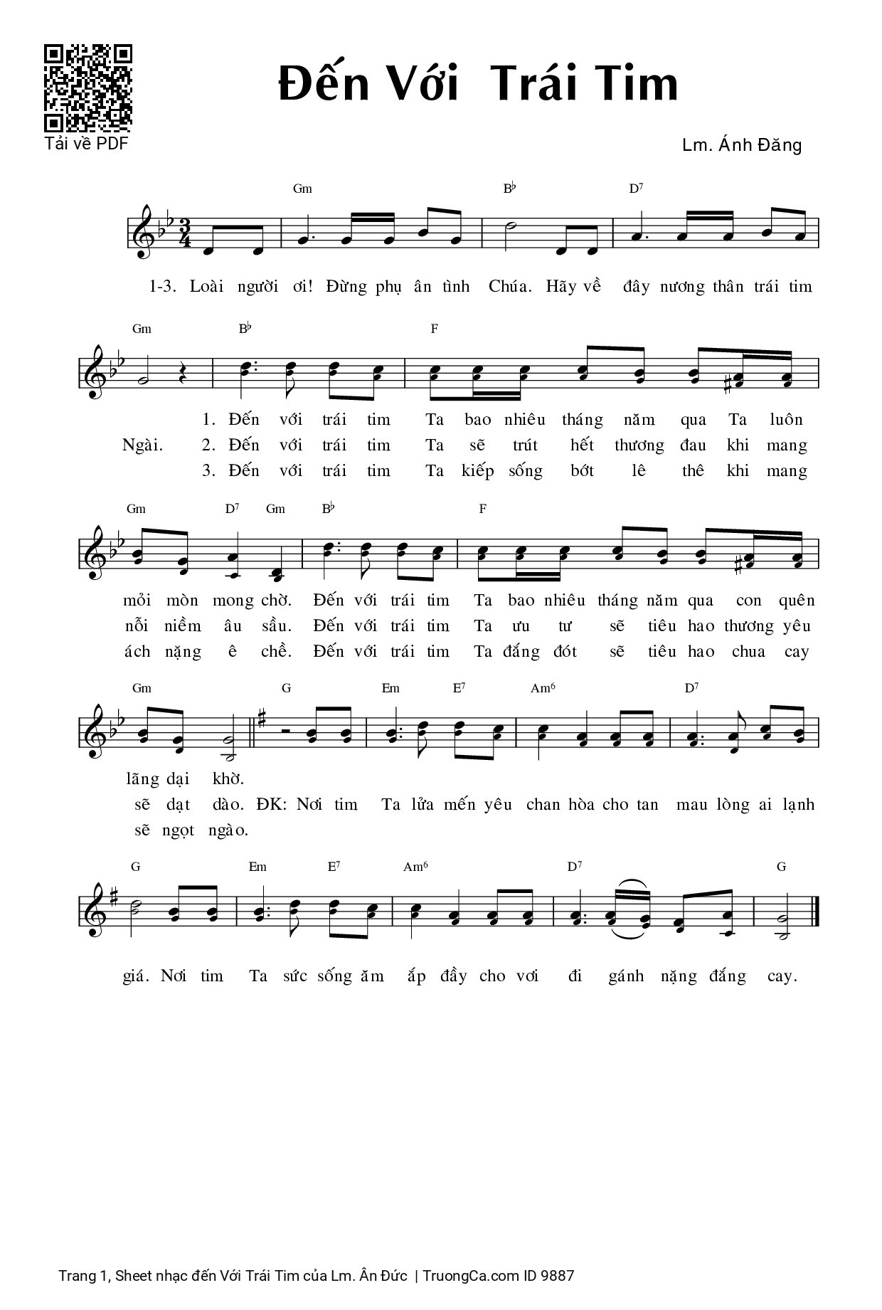 Sheet PDF of đến Với Trái Tim