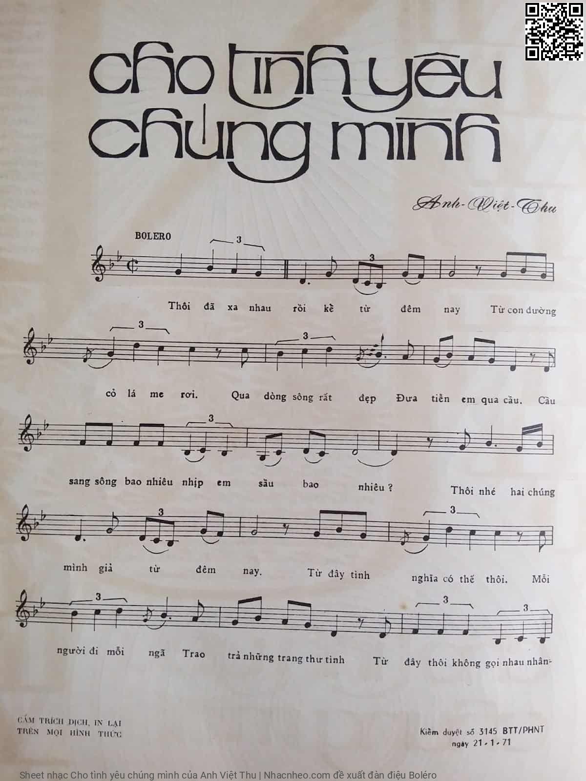Page 2 of Sheet music PDF Cho tình yêu chúng mình - Anh Việt Thu