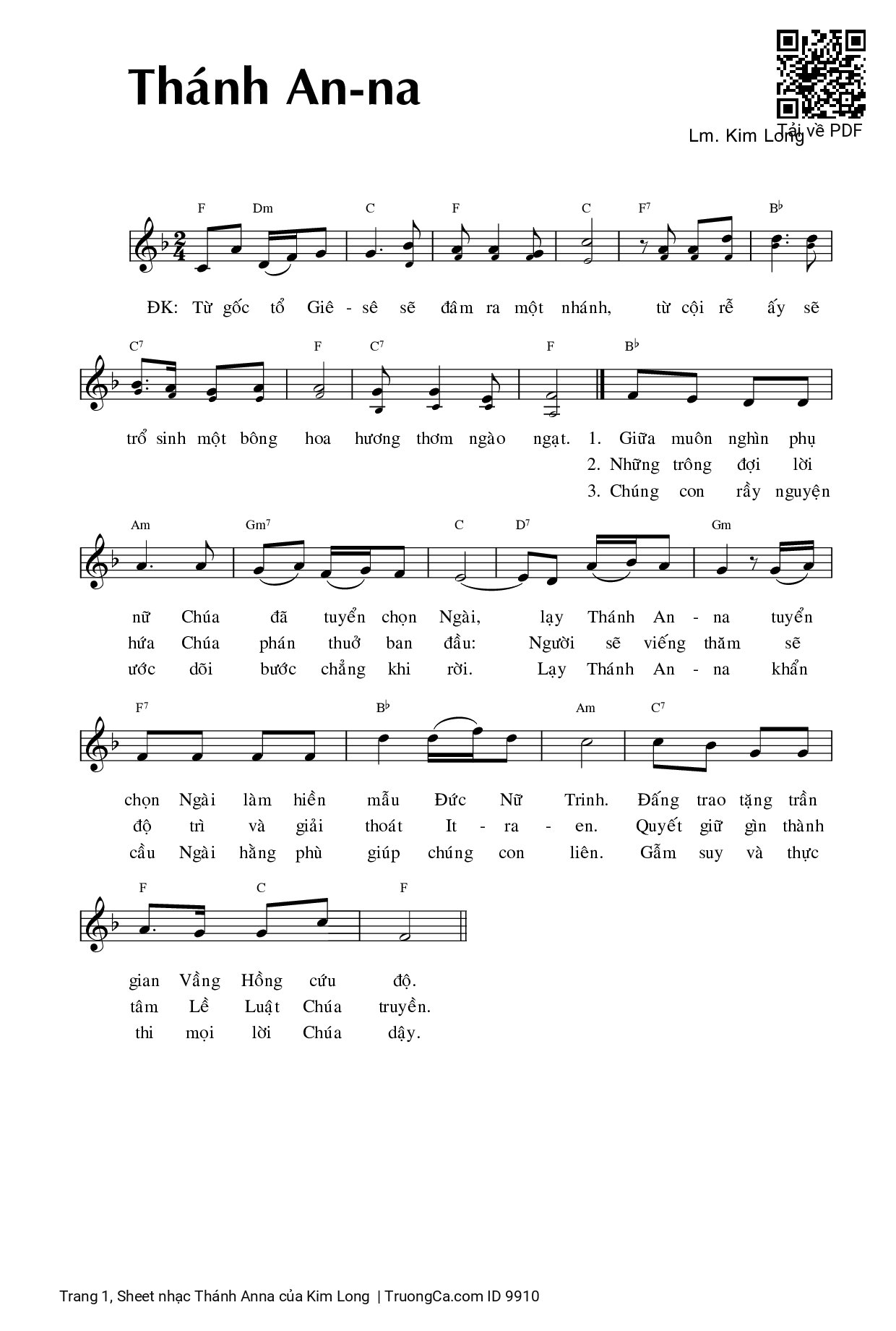 Sheet PDF of Thánh Anna - Kim Long