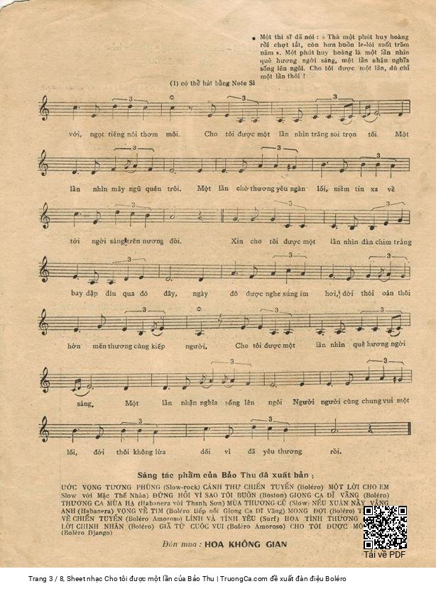Page 3 of Sheet music PDF Cho tôi được một lần - Bảo Thu