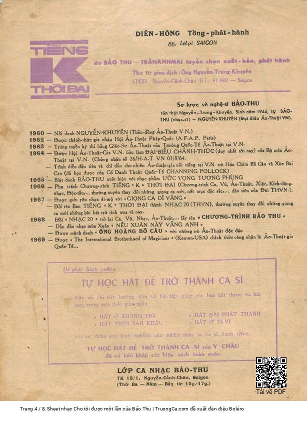 Page 4 of Sheet music PDF Cho tôi được một lần - Bảo Thu