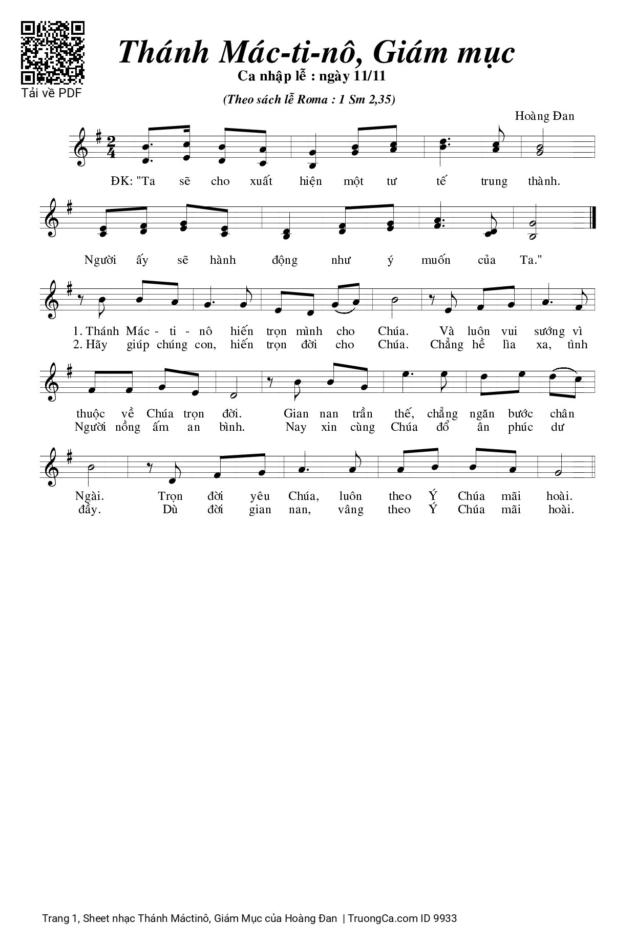 Sheet PDF of Thánh Máctinô, Giám Mục