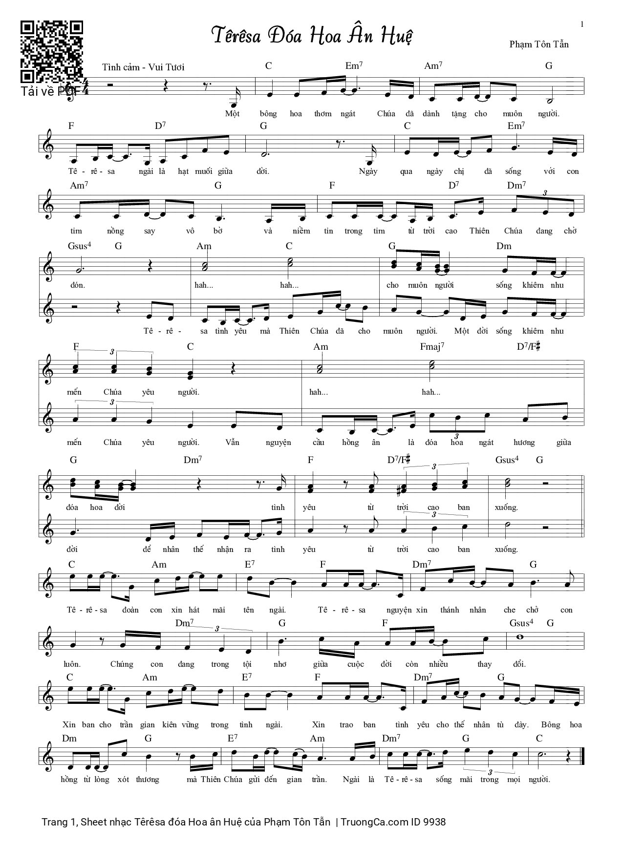 Sheet PDF of Têrêsa đóa Hoa ân Huệ