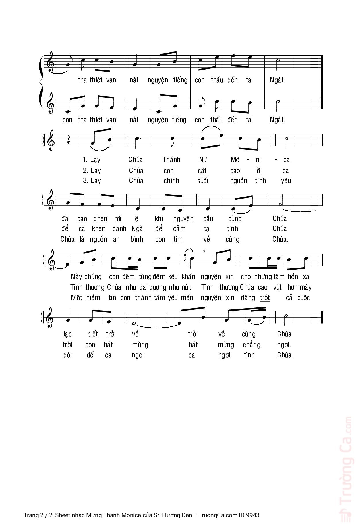 Page 2 of Sheet music PDF Mừng Thánh Monica - Sr. Hương Đan