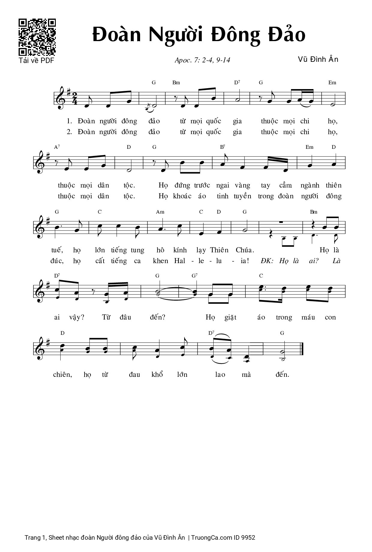 Sheet PDF of đoàn Người đông đảo