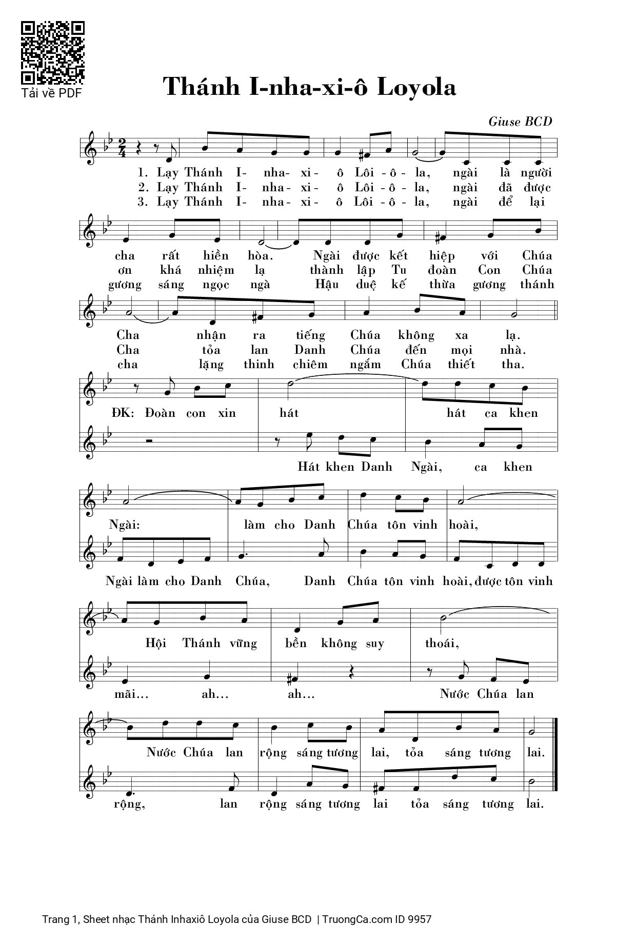 Sheet PDF of Thánh Inhaxiô Loyola