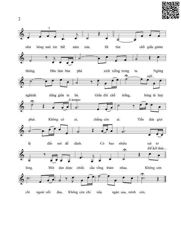 Page 2 of Sheet music PDF Chỗ trống - Vĩnh Điện