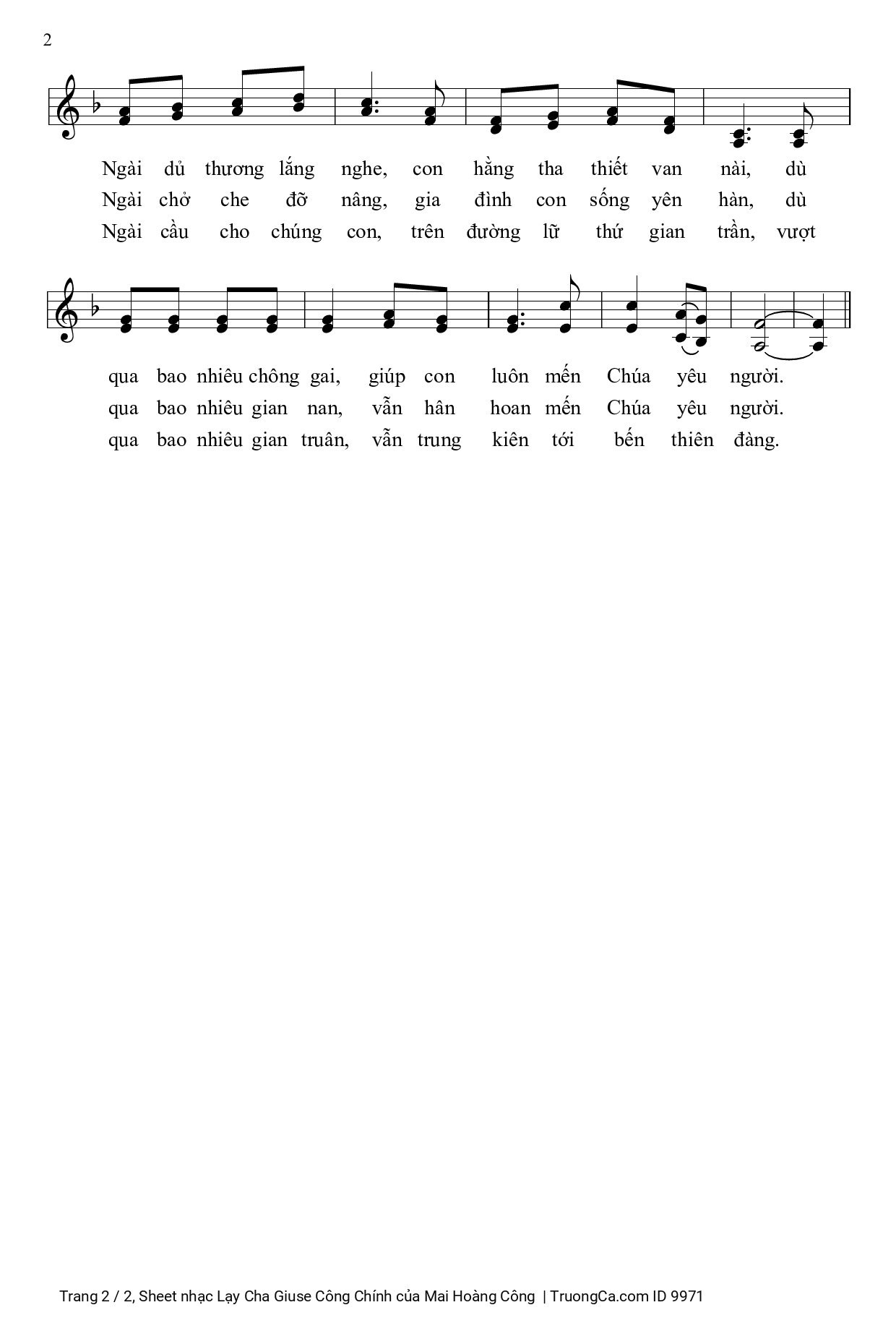 Page 2 of Sheet music PDF Lạy Cha Giuse Công Chính - Mai Hoàng Công