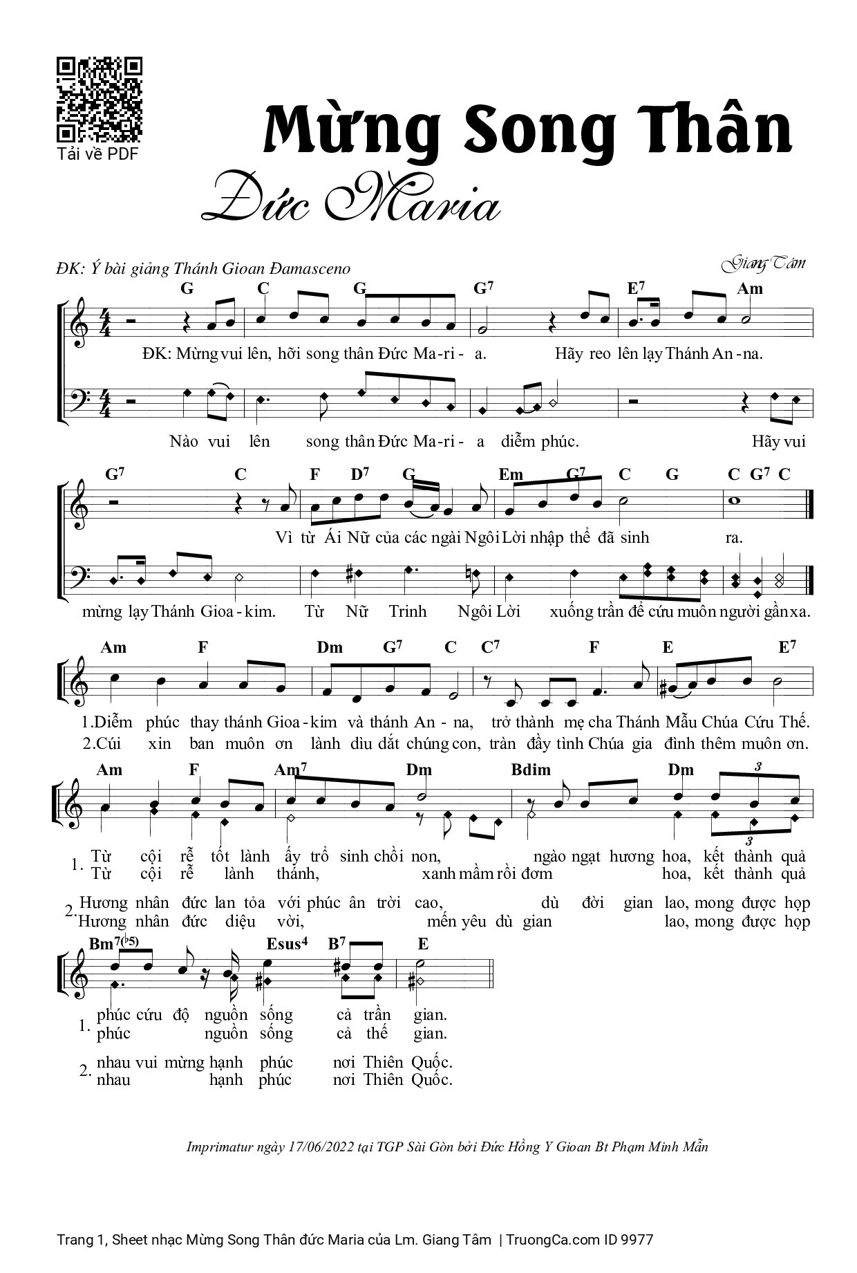 Mừng Song Thân đức Maria