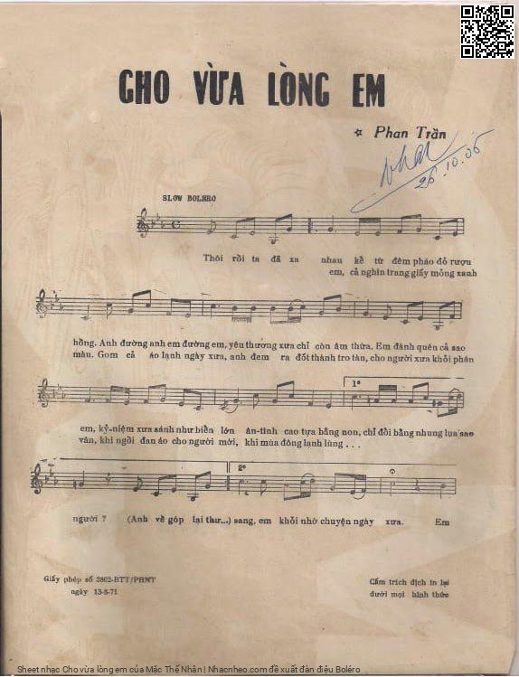 Page 2 of Sheet music PDF Cho vừa lòng em - Mặc Thế Nhân