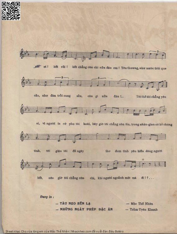 Page 3 of Sheet music PDF Cho vừa lòng em - Mặc Thế Nhân