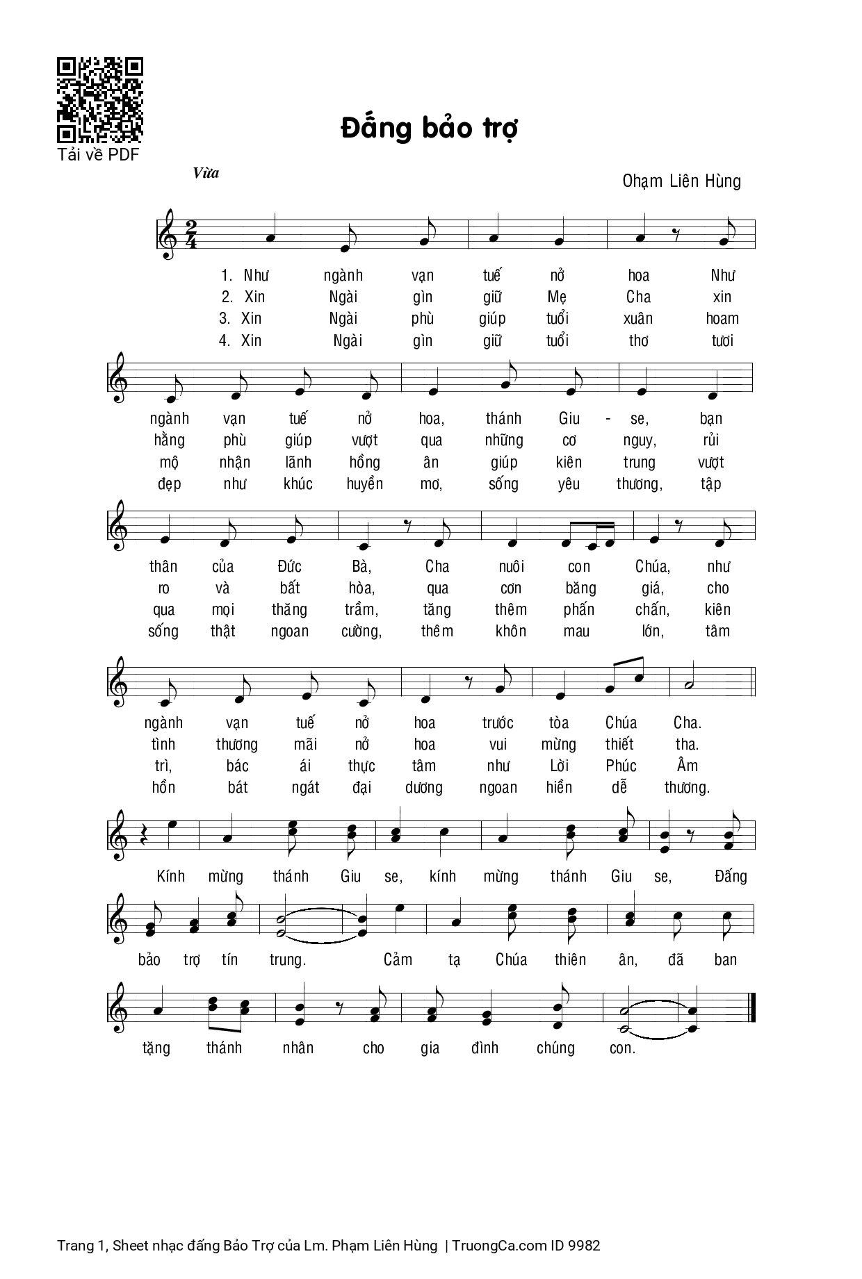 Sheet PDF of đấng Bảo Trợ