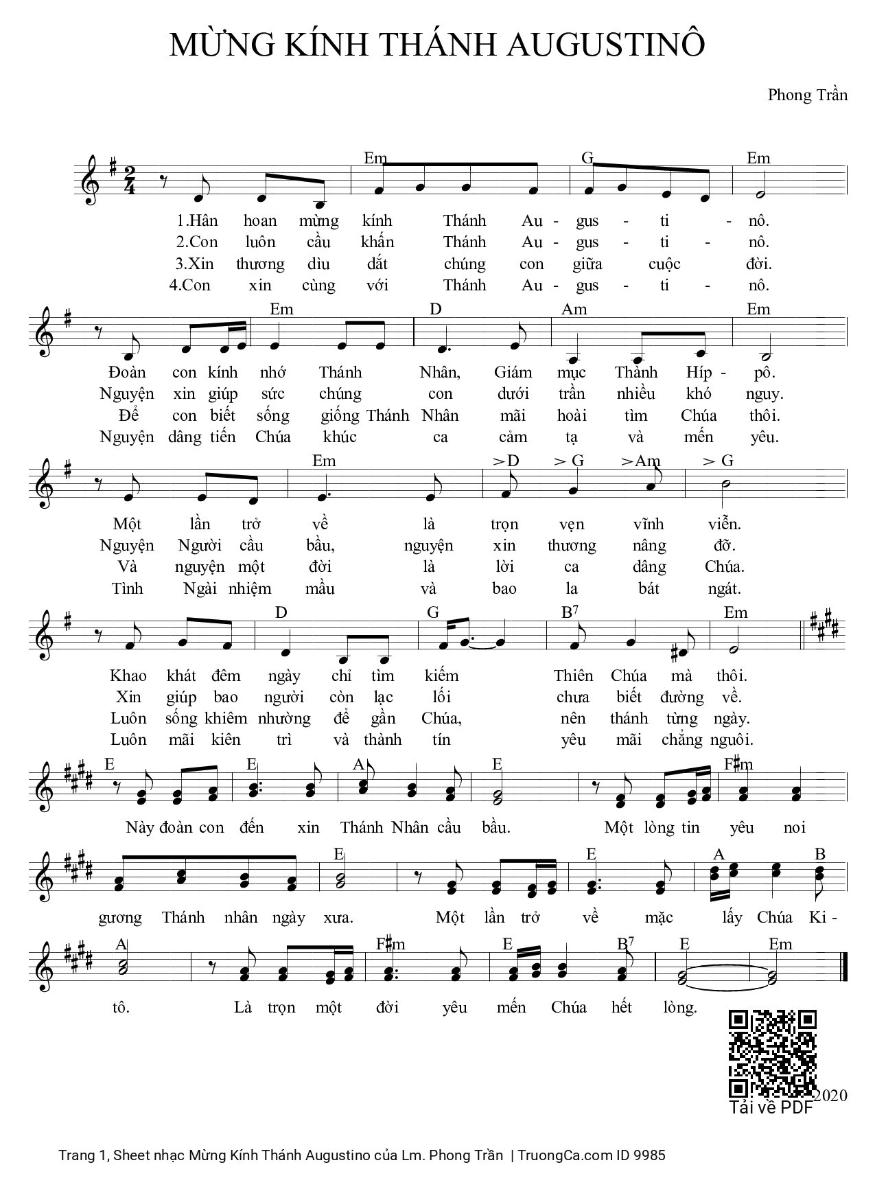 Sheet PDF of Mừng Kính Thánh Augustino
