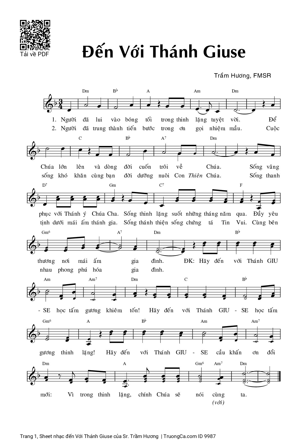 Sheet PDF of đến Với Thánh Giuse