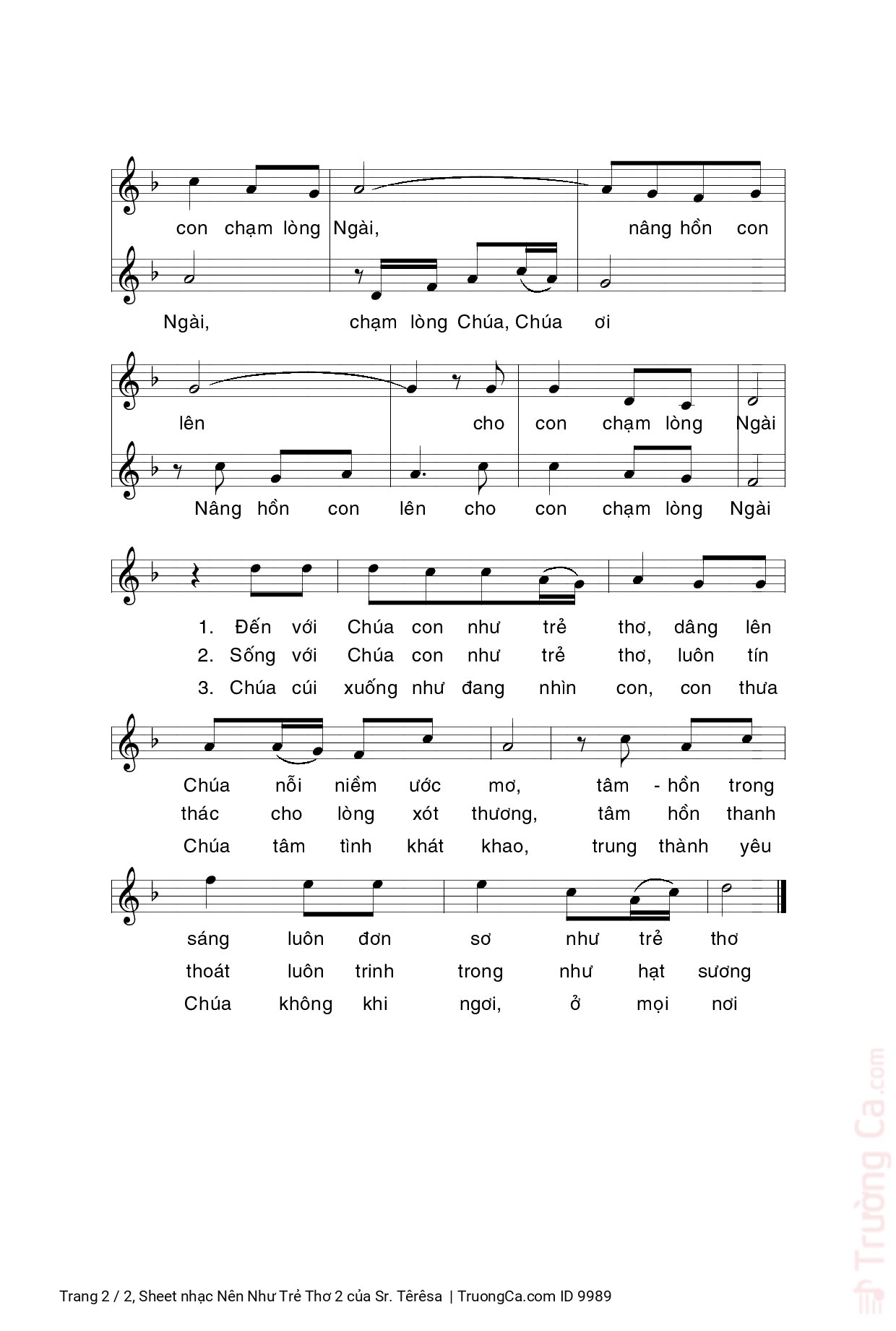 Page 2 of Sheet music PDF Nên Như Trẻ Thơ 2 - Sr. Têrêsa