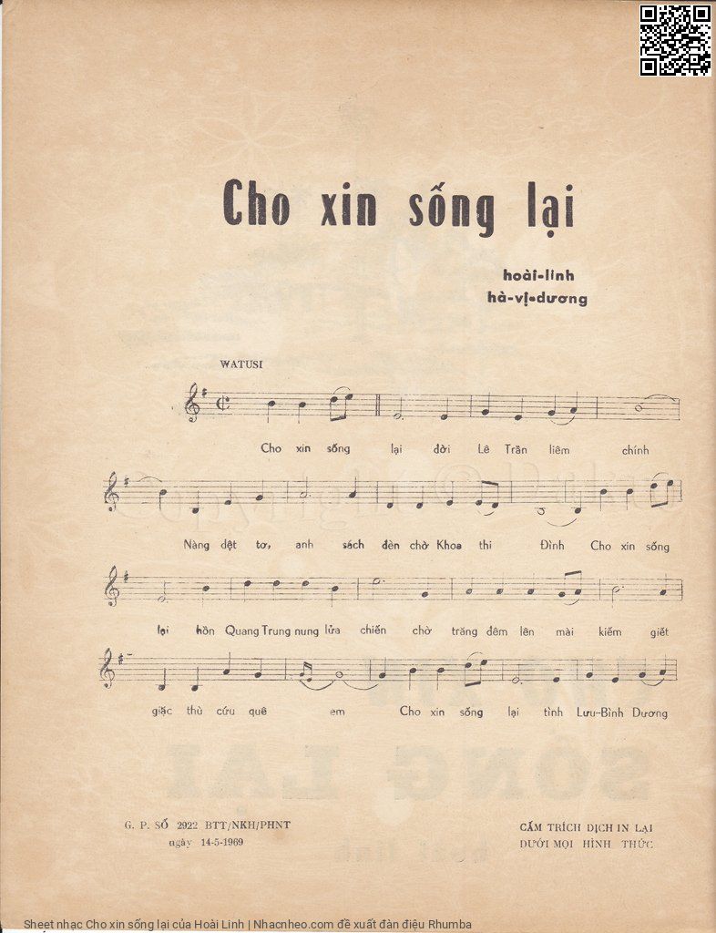 Page 2 of Sheet music PDF Cho xin sống lại - Hoài Linh