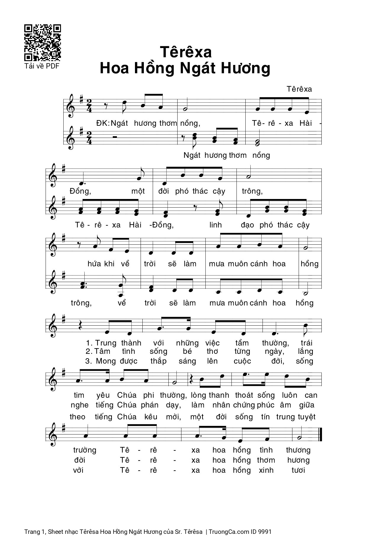Sheet PDF of Têrêsa Hoa Hồng Ngát Hương
