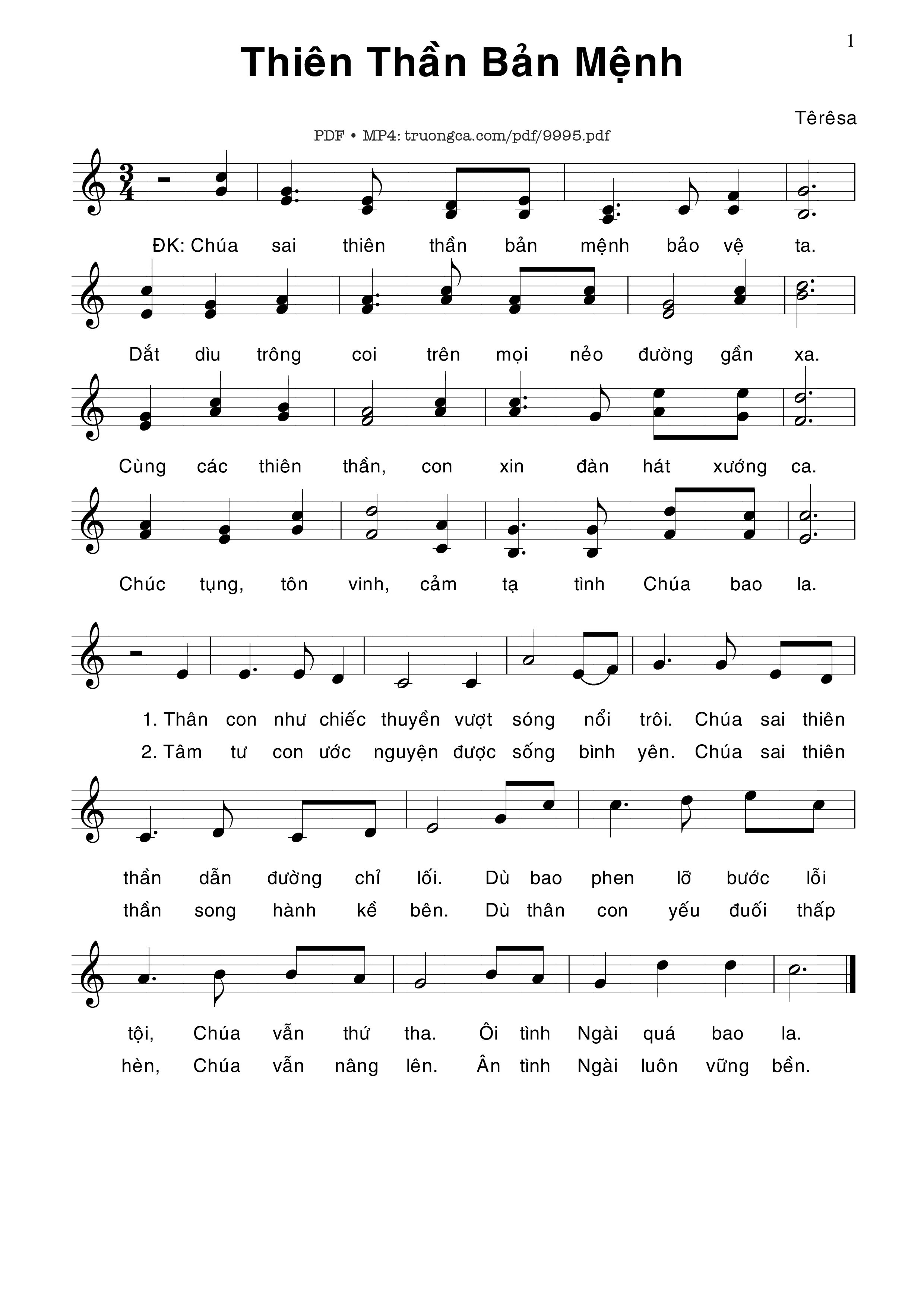 Sheet PDF of Thiên Thần Bản Mệnh