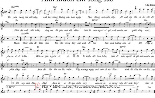 Sheet PDF of Anh muốn em sống sao