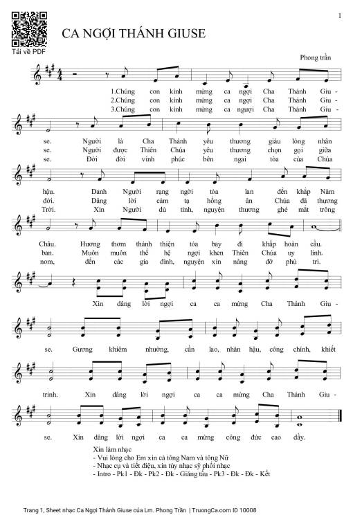 Sheet PDF of Ca Ngợi Thánh Giuse