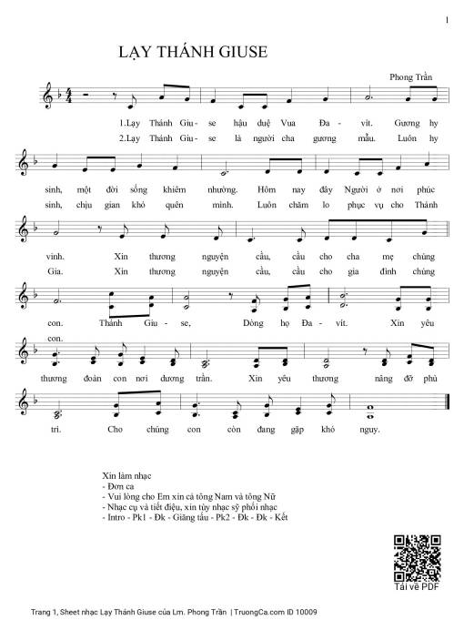 Sheet PDF of Lạy Thánh Giuse
