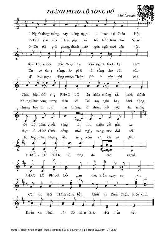 Sheet PDF of Thánh Phaolô Tông đồ