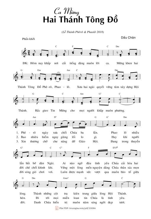Sheet PDF of Ca Mừng Hai Thánh Tông đồ