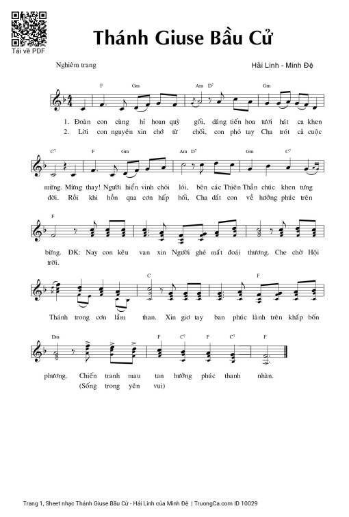 Sheet PDF of Thánh Giuse Bầu Cử - Hải Linh