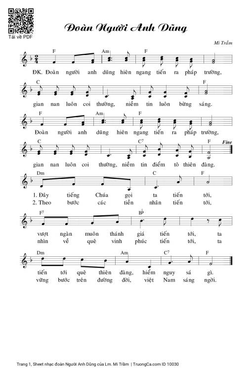 Sheet PDF of đoàn Người Anh Dũng