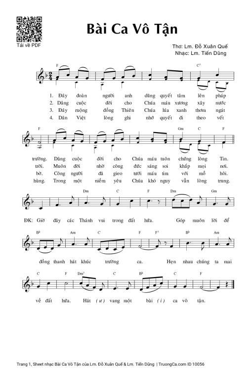 Sheet PDF of Bài Ca Vô Tận
