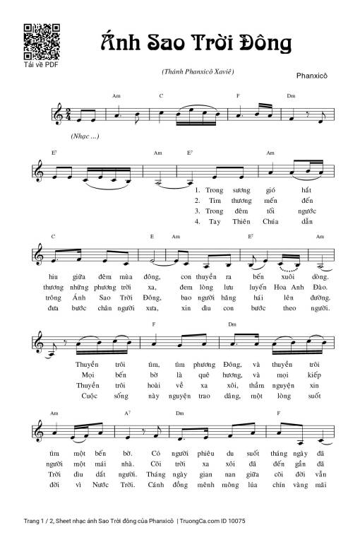 Sheet PDF of ánh Sao Trời đông