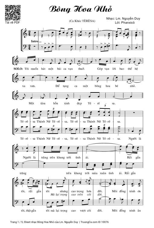 Sheet PDF of Bông Hoa Nhỏ