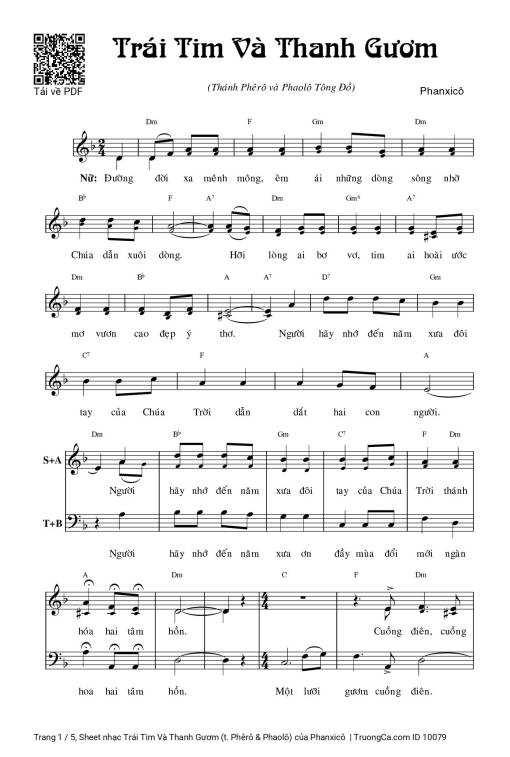 Sheet PDF of Trái Tim Và Thanh Gươm (t. Phêrô & Phaolô)