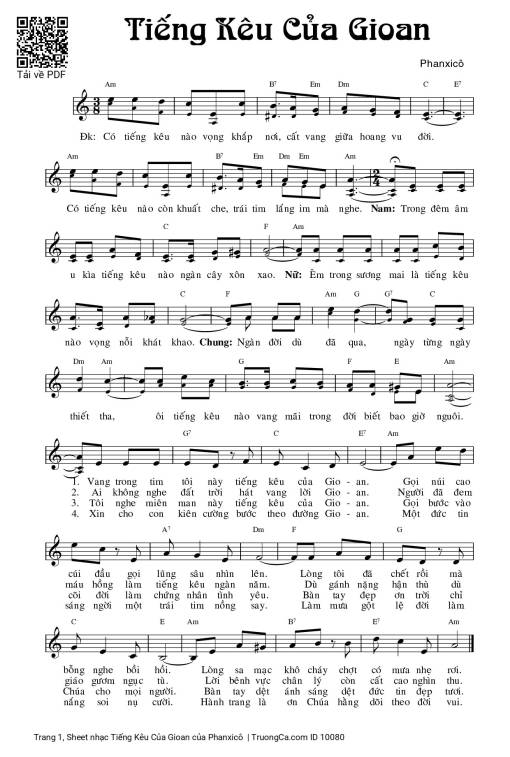 Sheet PDF of Tiếng Kêu Của Gioan
