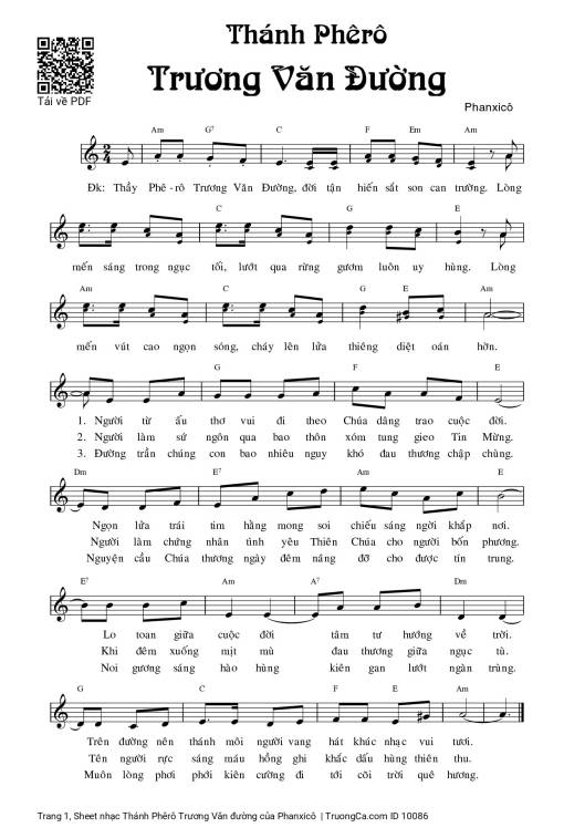 Sheet PDF of Thánh Phêrô Trương Văn đường
