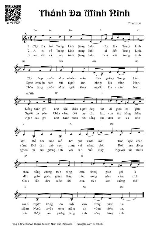 Sheet PDF of Thánh đaminh Ninh