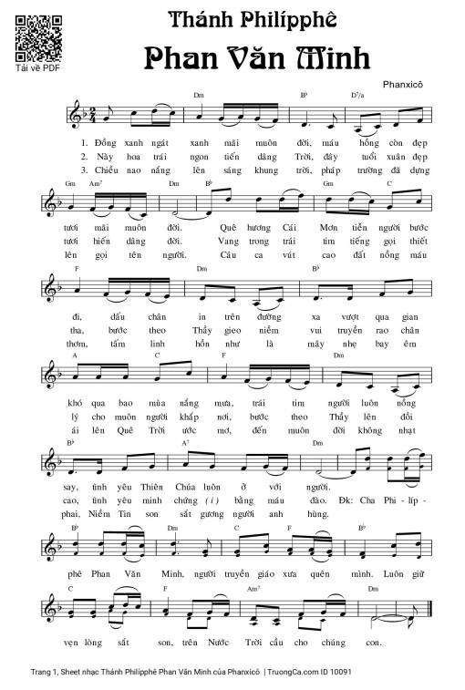 Sheet PDF of Thánh Philípphê Phan Văn Minh