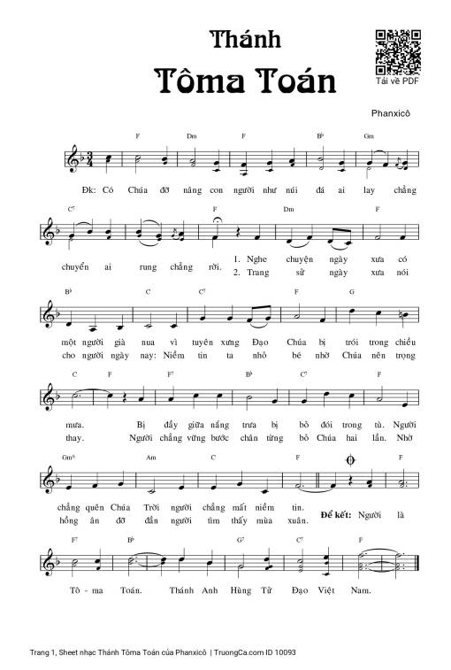 Sheet PDF of Thánh Tôma Toán
