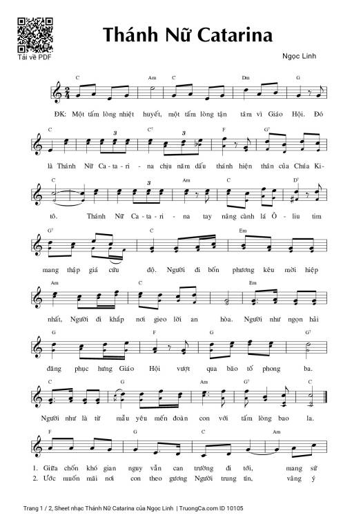 Sheet PDF of Thánh Nữ Catarina