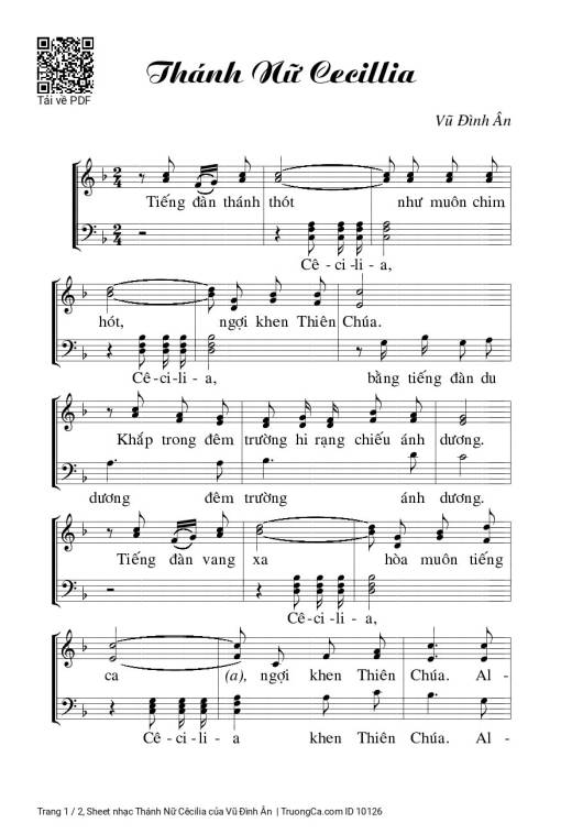 Sheet PDF of Thánh Nữ Cêcilia