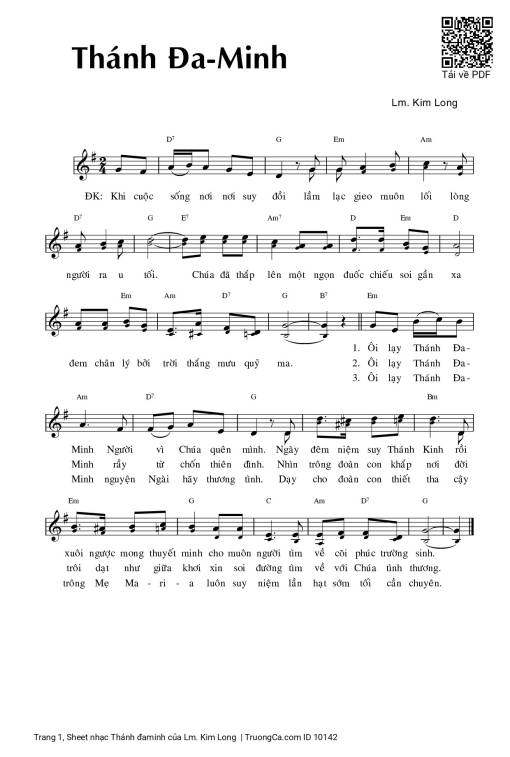 Sheet PDF of Thánh đaminh - Lm. Kim Long
