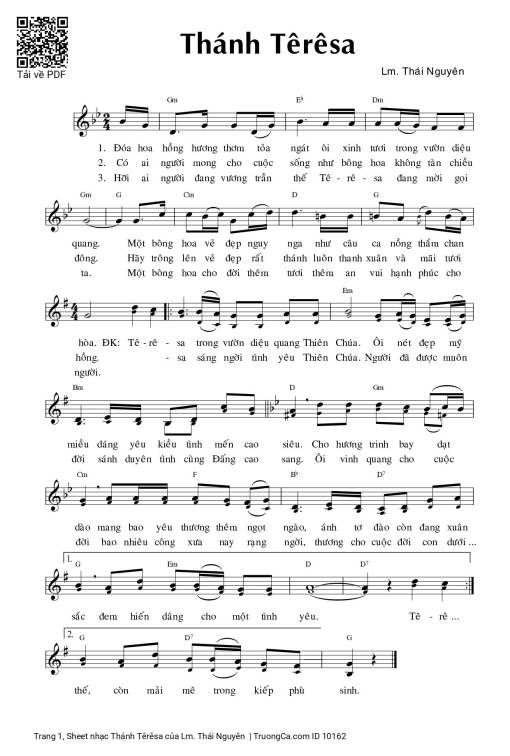 Sheet PDF of Thánh Têrêsa
