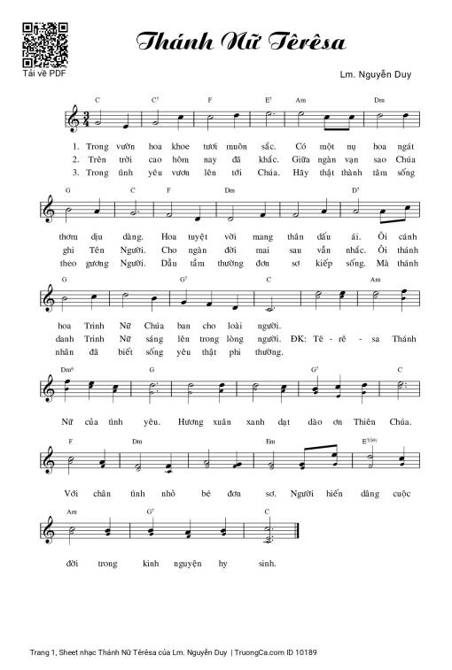 Sheet PDF of Thánh Nữ Têrêsa