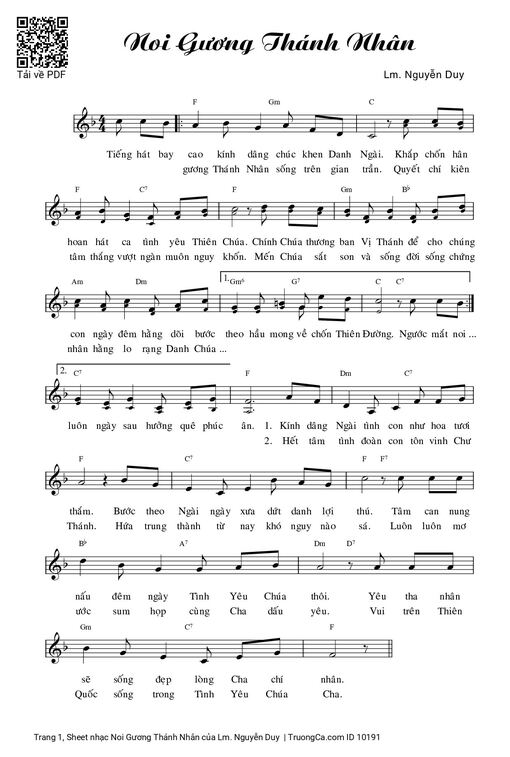 Sheet PDF of Noi Gương Thánh Nhân