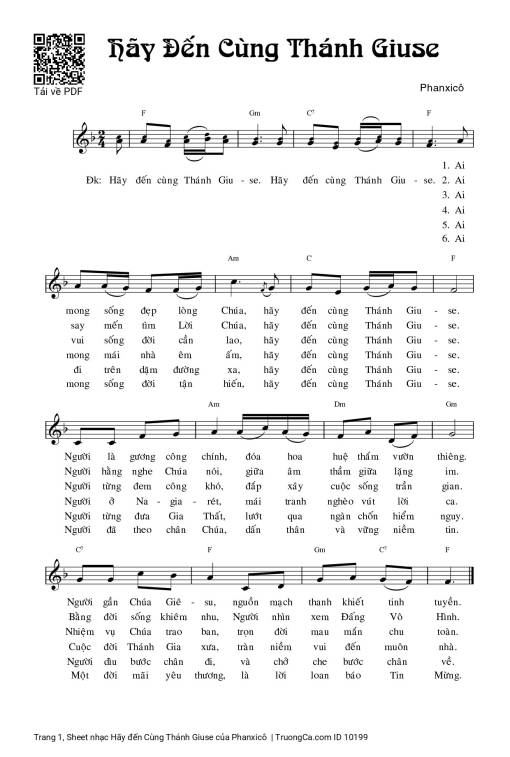 Sheet PDF of Hãy đến Cùng Thánh Giuse